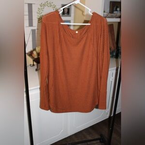 Rust Ribbed Long Sleeve Top 🍂